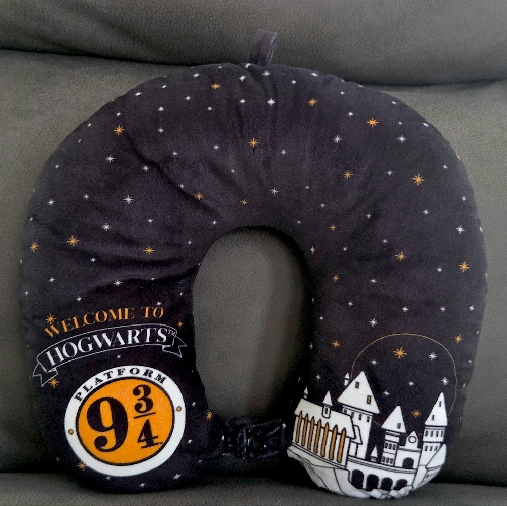 Disney Black and Gold Hogwarts Travel Pillow